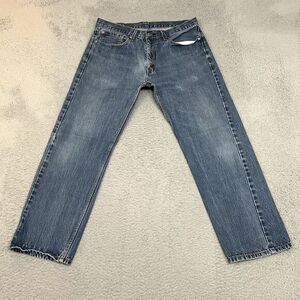 Levis Jeans Mens 36x30 Blue 505 Straight Leg American Workwear Medium Wash Denim